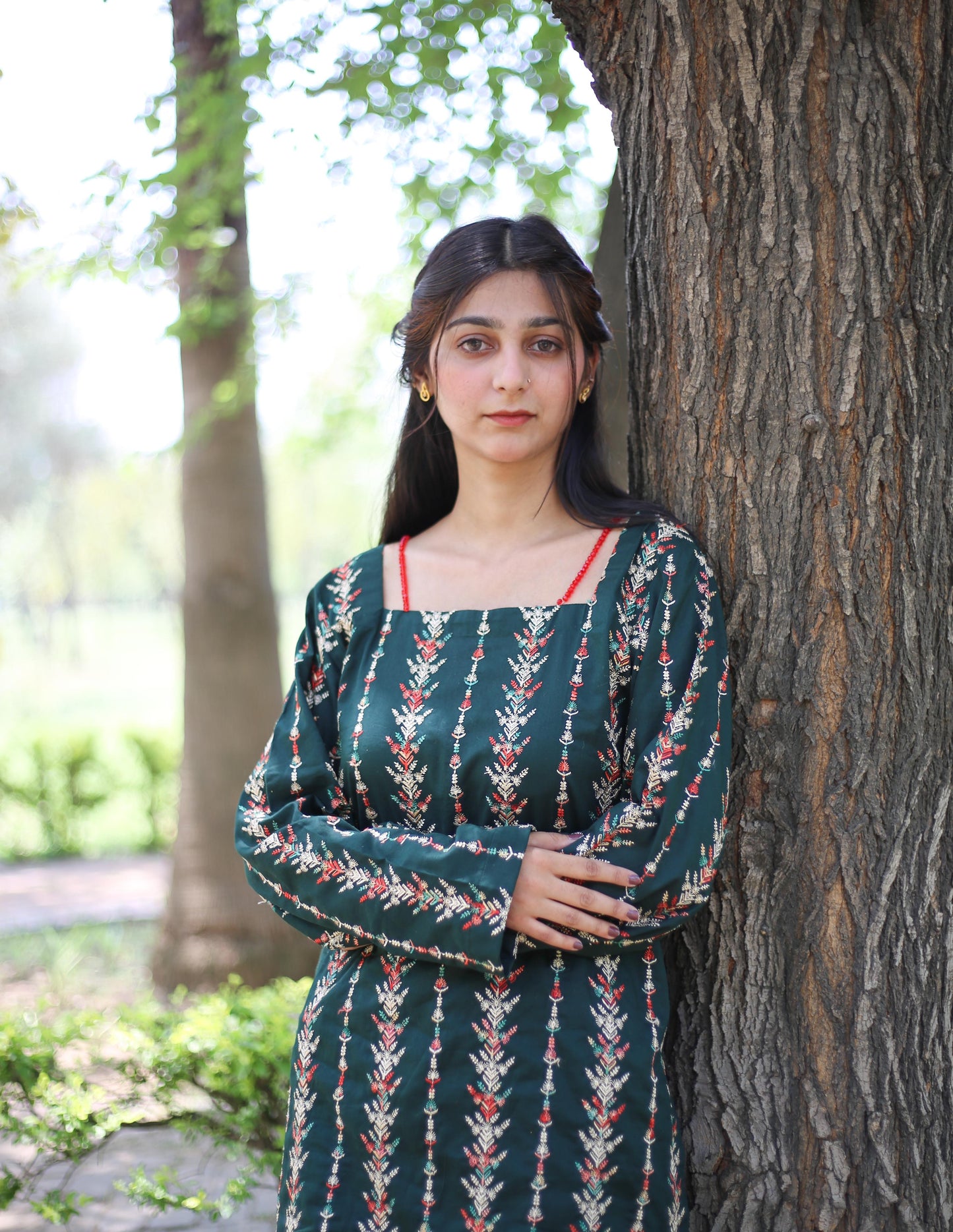 Mint – Colorful Embroidered Dress with Crystal Neckline | Zyphoria
