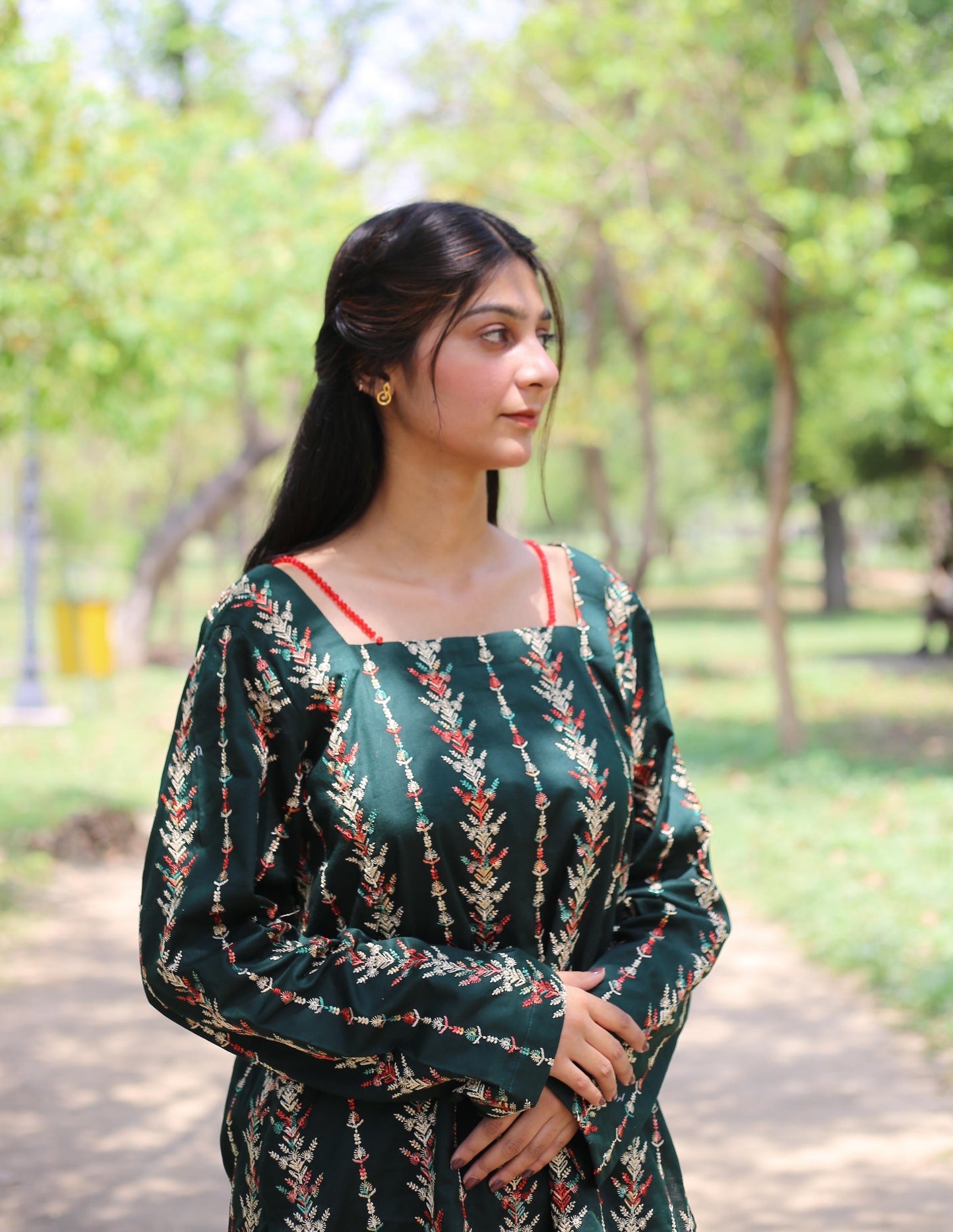 Mint – Colorful Embroidered Dress with Crystal Neckline | Zyphoria